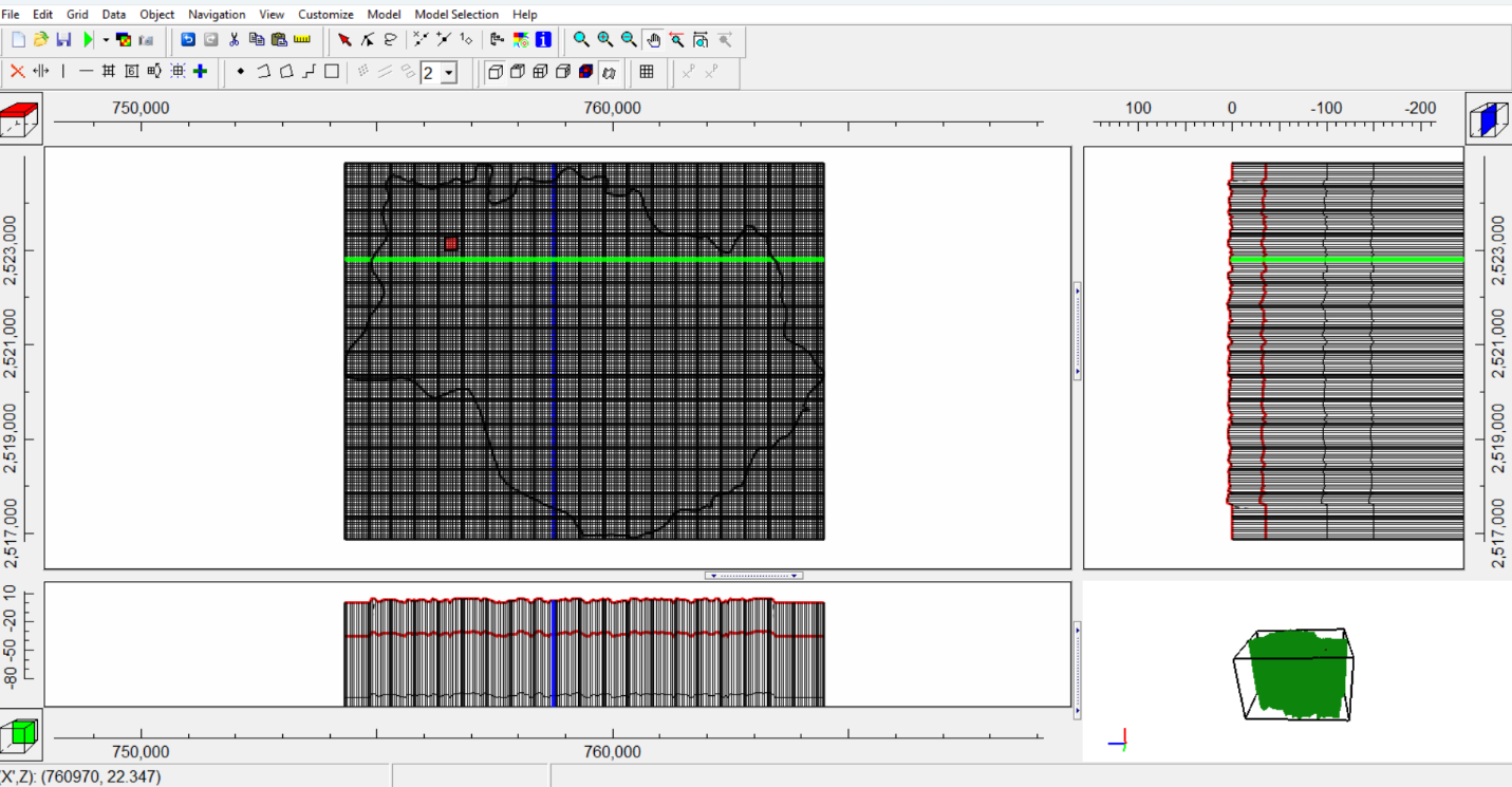 ModelMuse model grid and layer setup